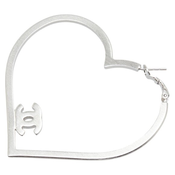 CHANEL Silver Logo Earrings